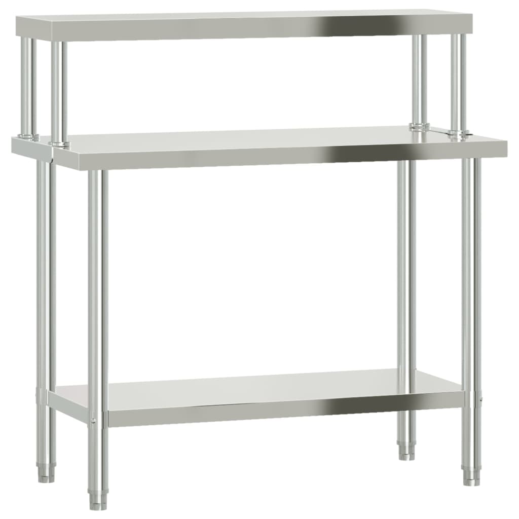 Tavolo da lavoro da cucina Vidaxx con ripiano superiore 110x55x120 cm in acciaio inossidabile
