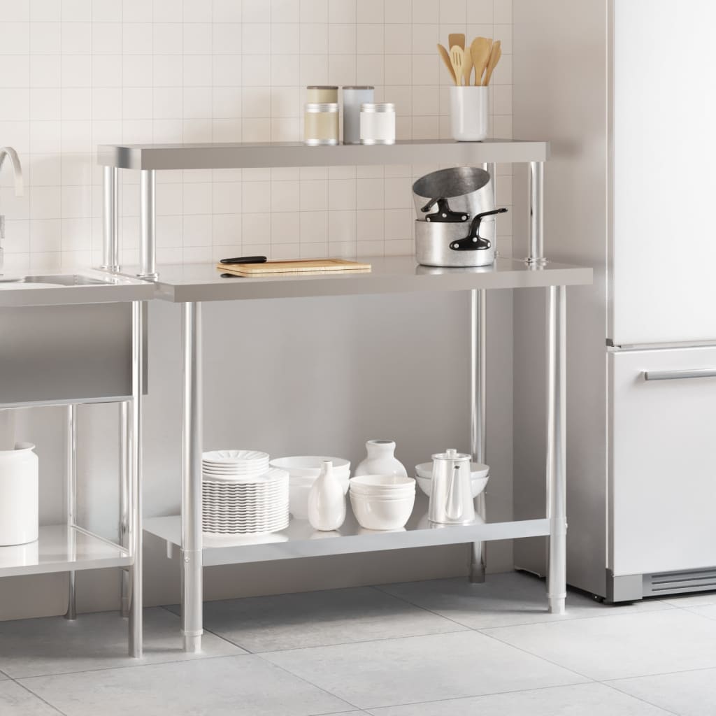Tavolo da lavoro da cucina Vidaxx con ripiano superiore 110x55x120 cm in acciaio inossidabile