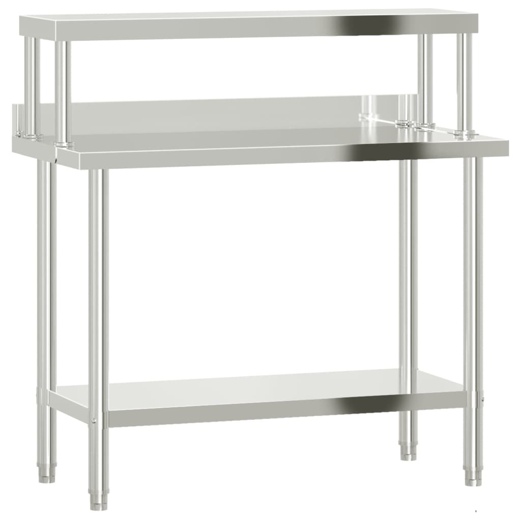 Vidaxx mesa de trabajo de cocina con estante superior 110x55x120 cm acero inoxidable