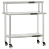 Vidaxl keukenwerktafel met bovenschap 110x55x120 cm roestvrij staal
