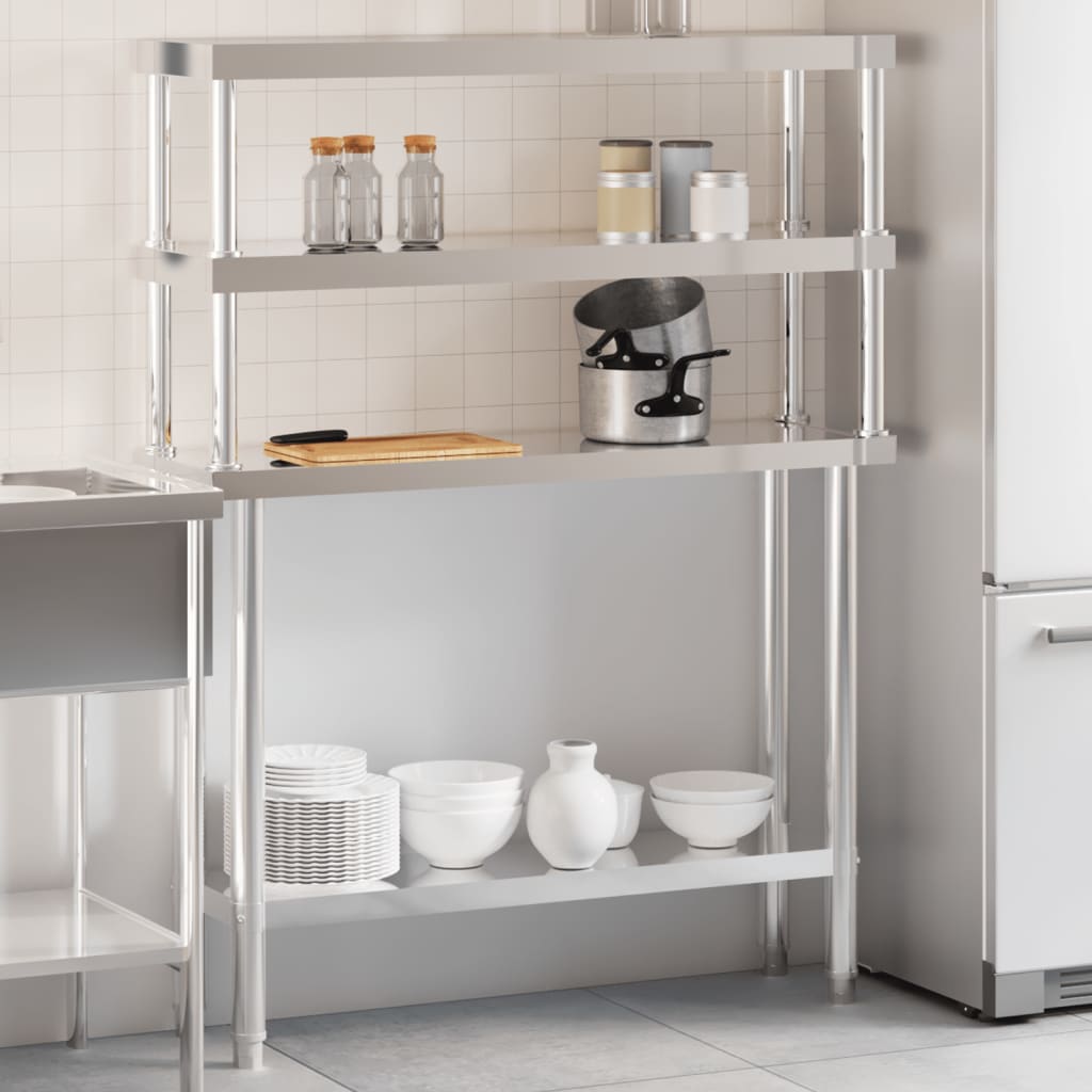 Tavolo da lavoro da cucina Vidaxx con ripiano superiore 110x30x150 cm in acciaio inossidabile