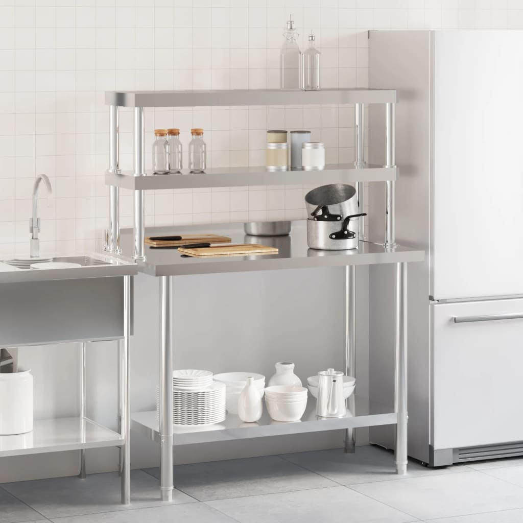 Tavolo da lavoro da cucina Vidaxx con ripiano superiore 110x55x150 cm in acciaio inossidabile