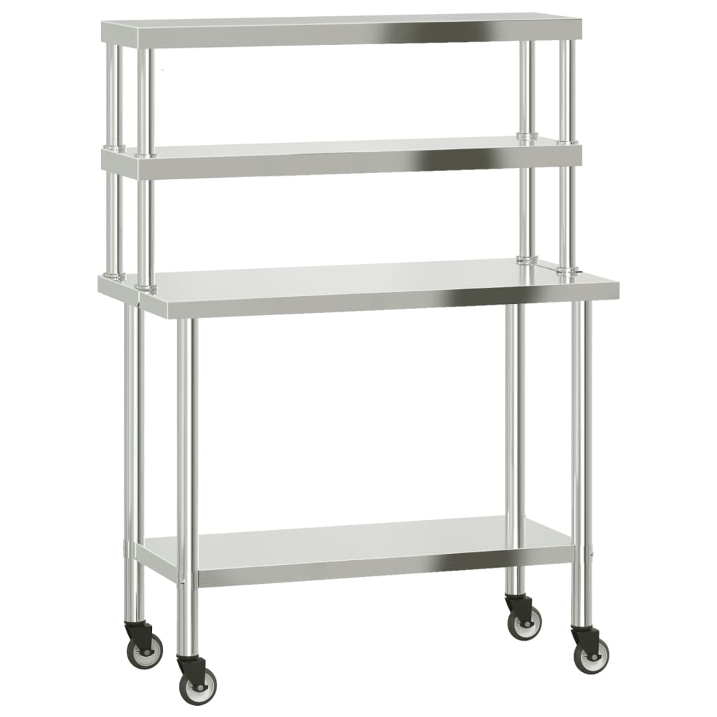 Tavolo da lavoro da cucina Vidaxx con ripiano superiore 110x55x150 cm in acciaio inossidabile