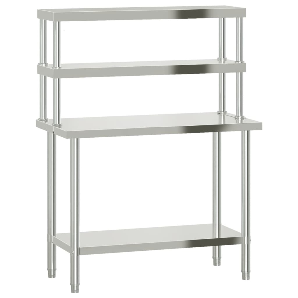 Vidaxx mesa de trabajo de cocina con estante superior 110x55x150 cm acero inoxidable