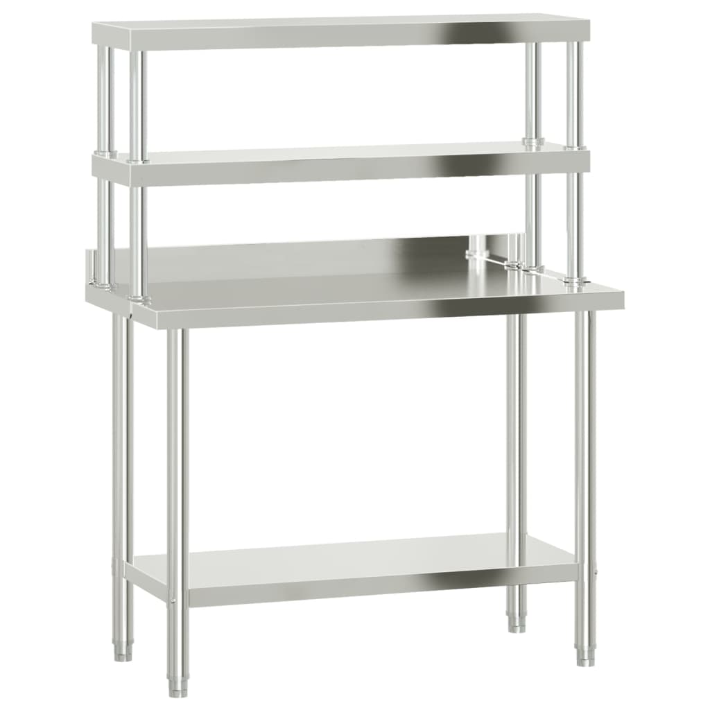 Vidaxx mesa de trabajo de cocina con estante superior 110x55x150 cm acero inoxidable