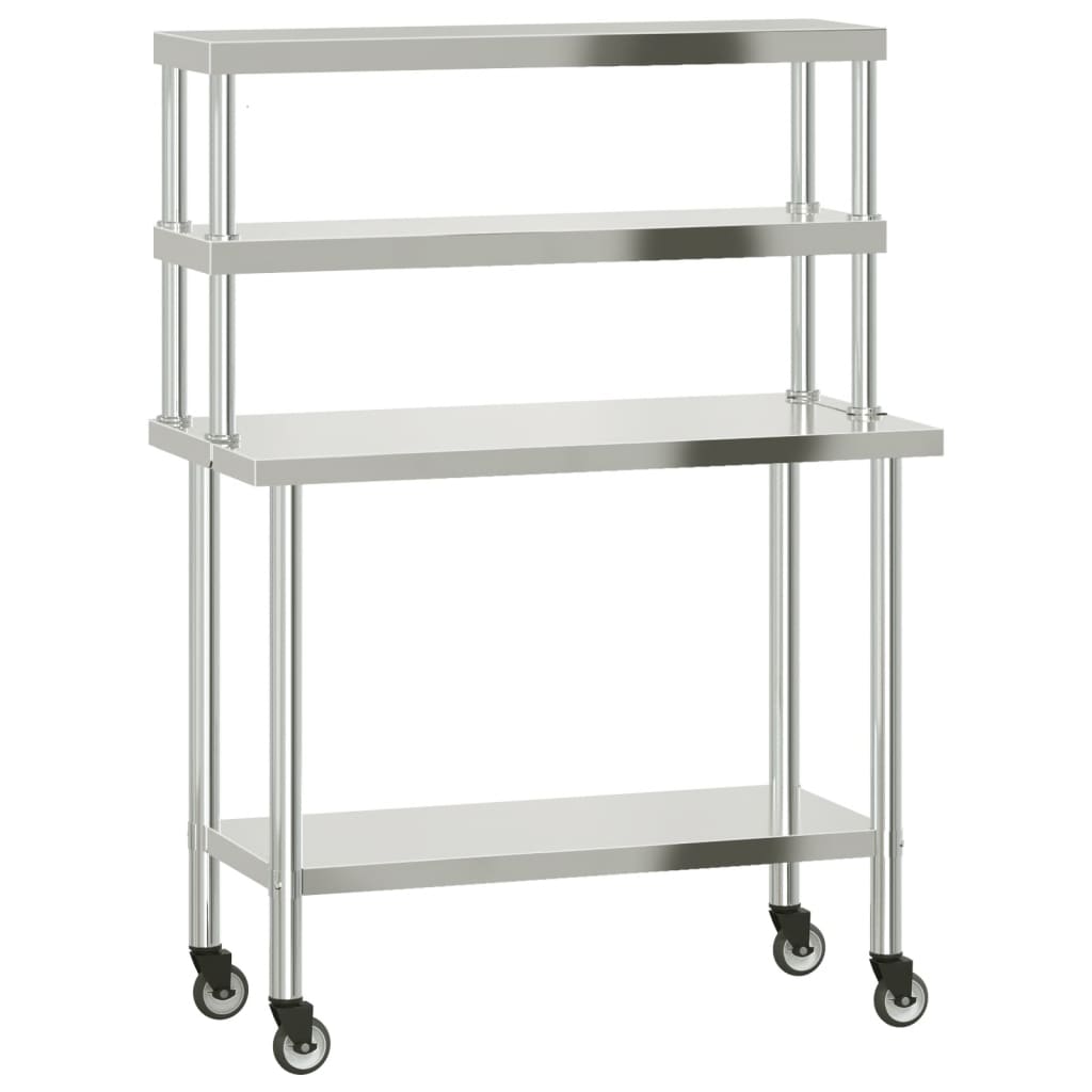 Vidaxx mesa de trabajo de cocina con estante superior 110x55x150 cm acero inoxidable