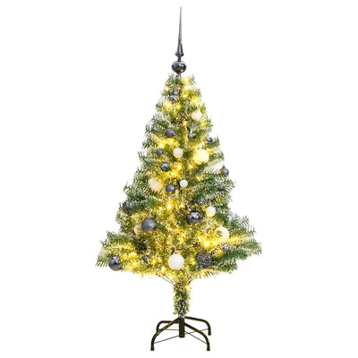 VidaXL albero di Natale artificiale 150 LED, palline e neve 150 cm