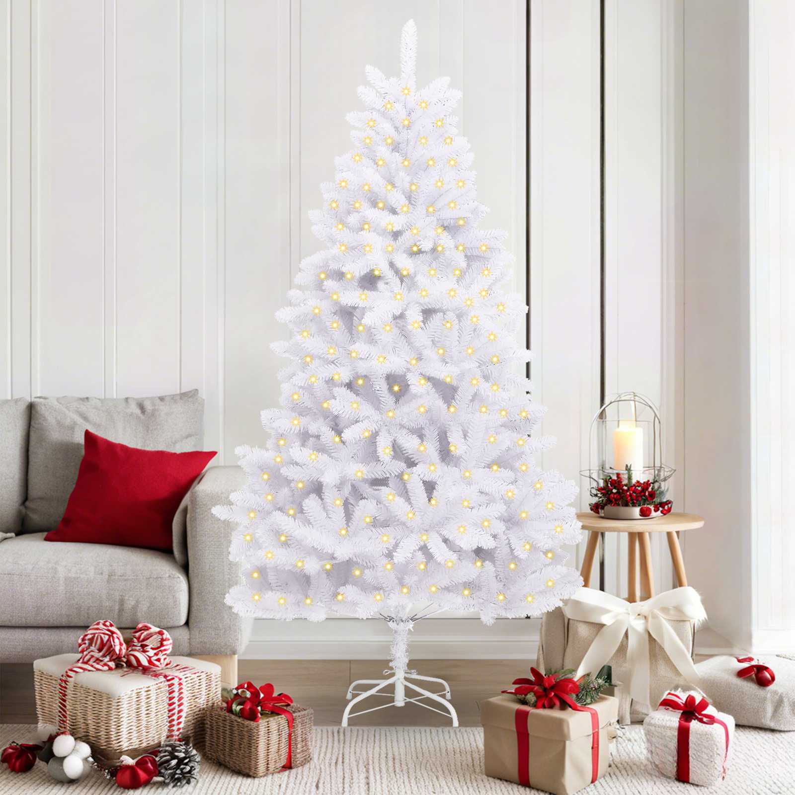 Vidaxl kunstkerstboom met 300 led wit 180 cm pvc en metaal