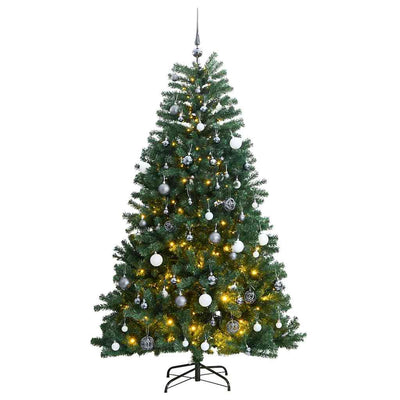 VidaXL Árbol de Navidad artificial con bisagras 300 LEDs y bolas navideñas 180 cm