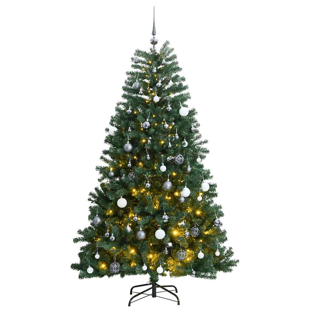 VidaXL Árbol de Navidad artificial con bisagras 300 LED y bolas navideñas 240 cm