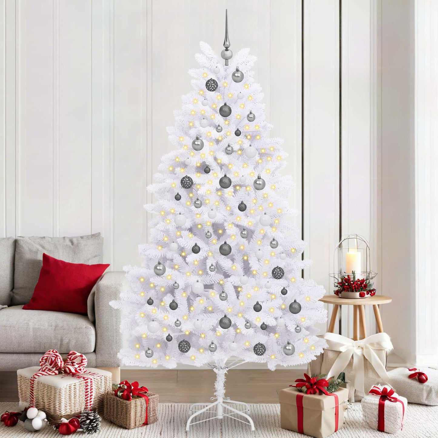Albero di Natale artificiale Vidaxx bianco 106 x 106 x 210 cm PVC e metallo