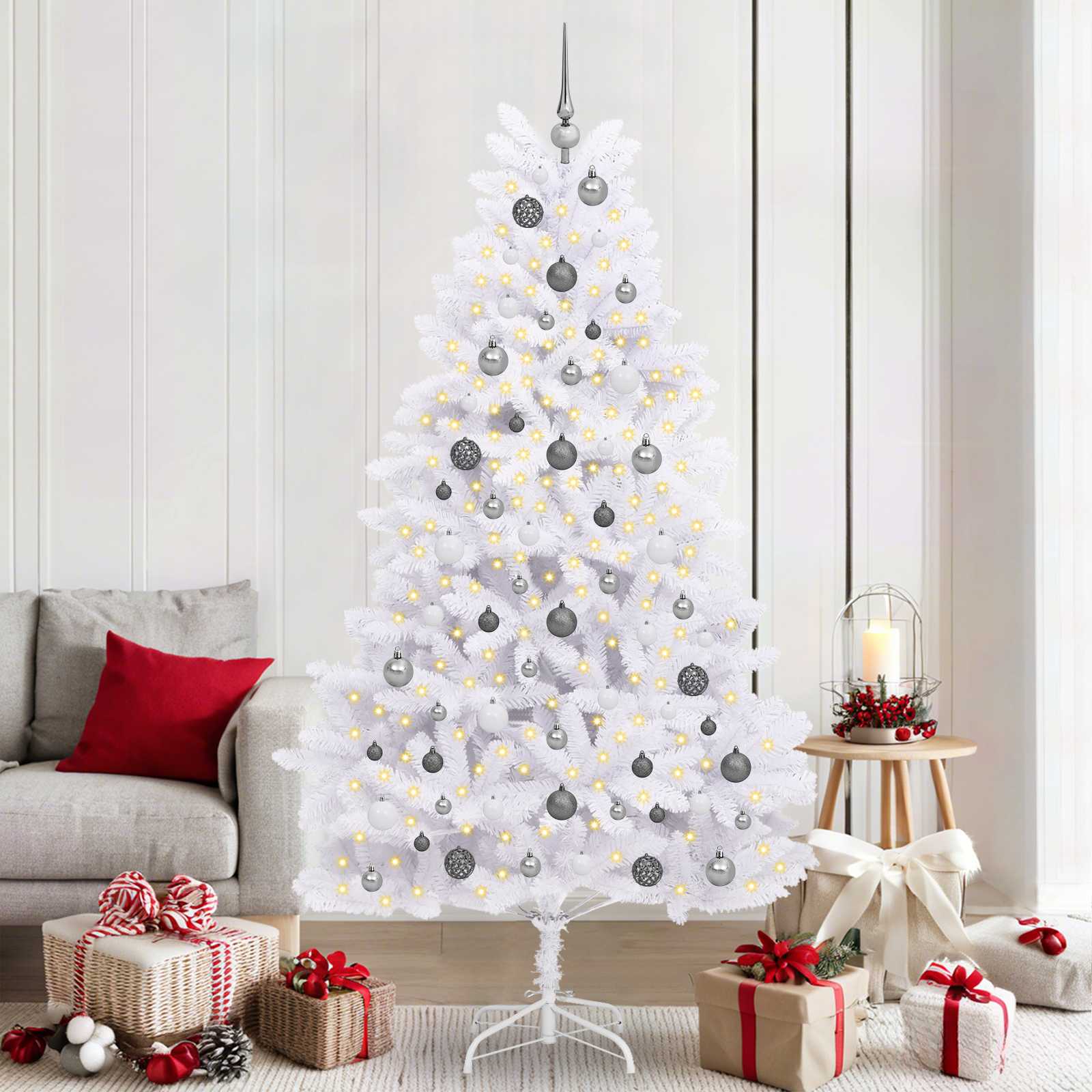 Albero di Natale artificiale Vidaxx bianco 106 x 106 x 210 cm PVC e metallo