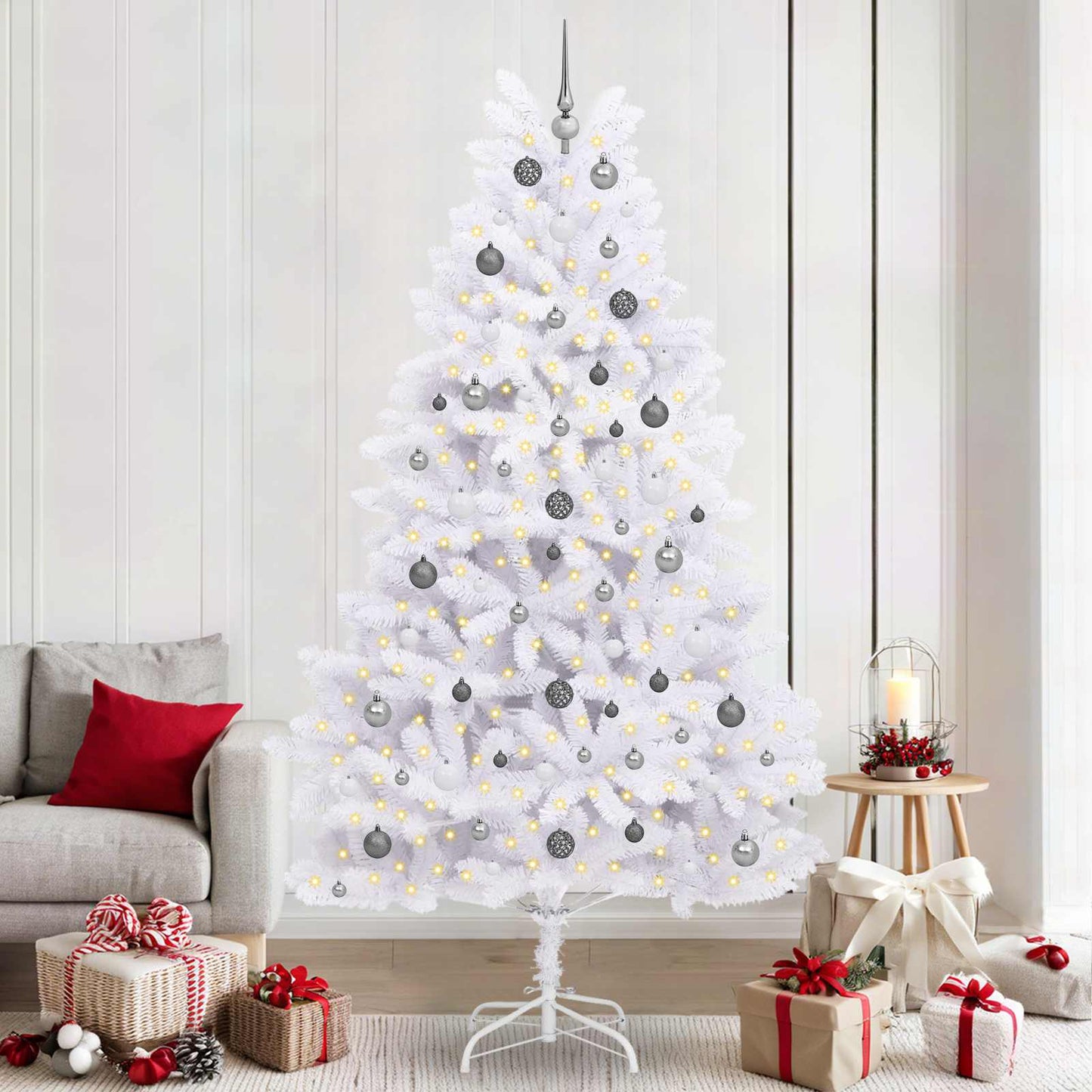Albero di Natale artificiale Vidaxx bianco 120 x 120 x 240 cm PVC e metallo