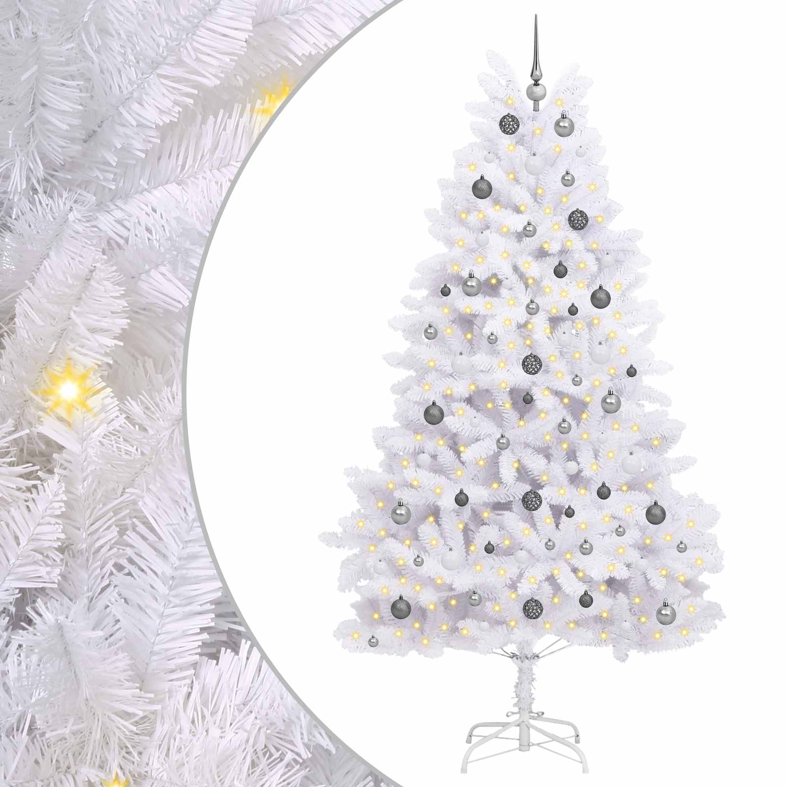 Albero di Natale artificiale Vidaxx bianco 120 x 120 x 240 cm PVC e metallo