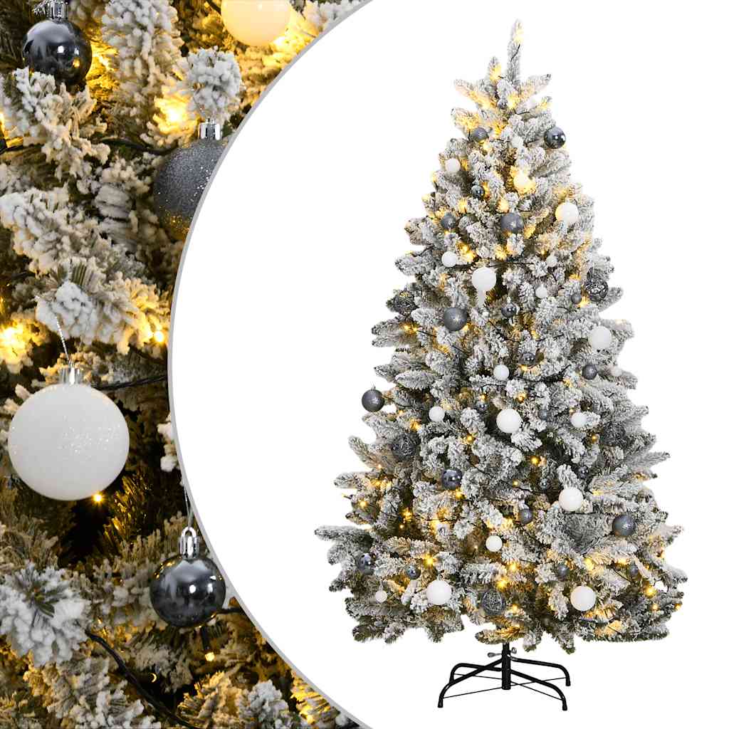 VidaXL Árbol de Navidad artificial con bisagras 300 LEDs y bolas navideñas 180 cm