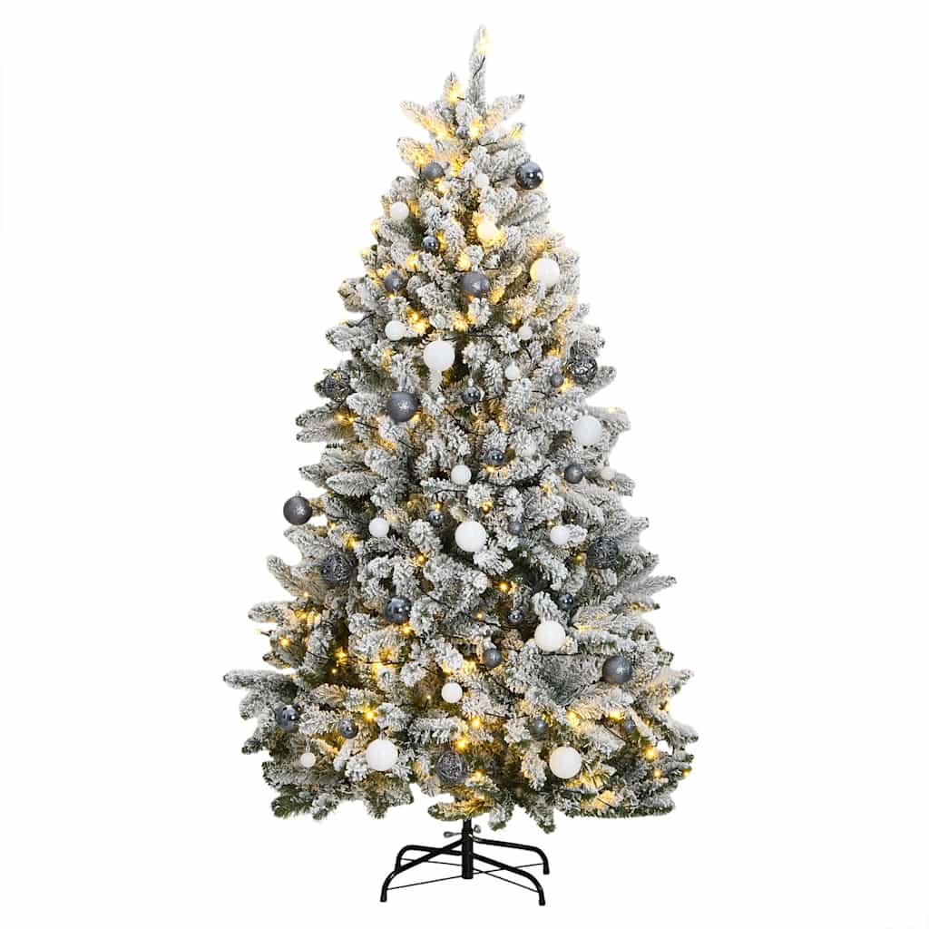 VidaXL Árbol de Navidad artificial con bisagras 300 LEDs y bolas navideñas 210 cm