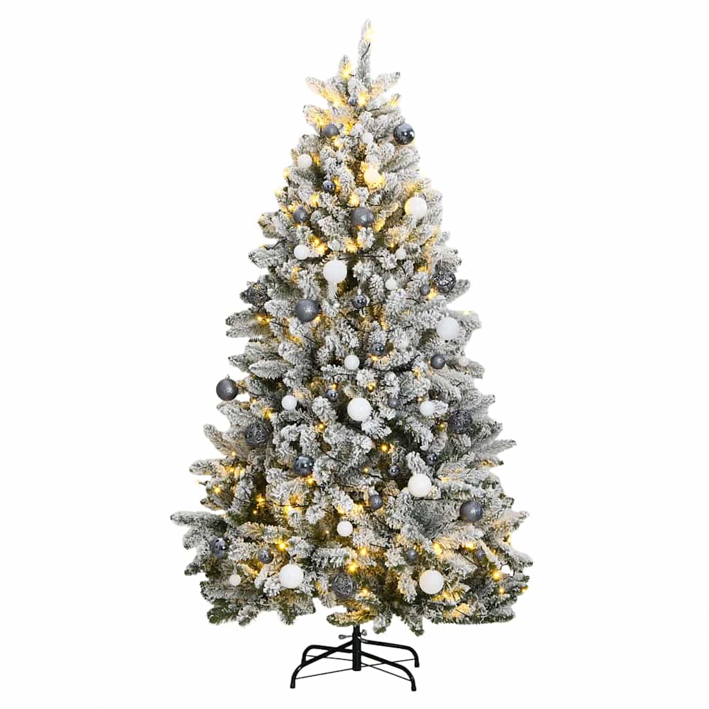 VidaXL Árbol de Navidad artificial con bisagras 300 LED y bolas navideñas 240 cm
