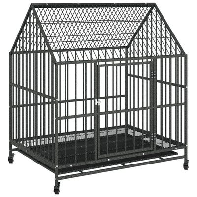 Vidaxl dog loft con ruote in acciaio zincato