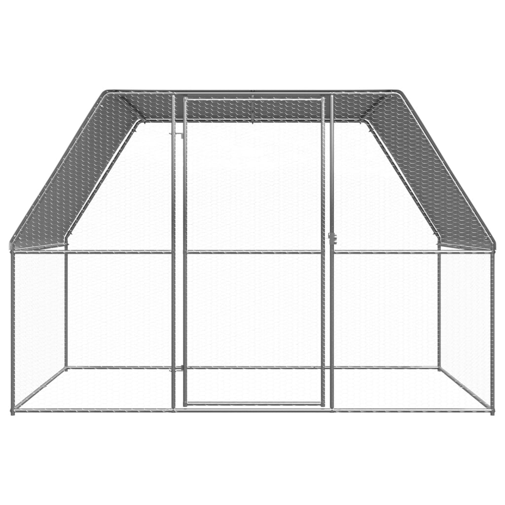 Vidaxl kippenkooi 3x2x2 m gegalvaniseerd staal zilverkleurig en grijs