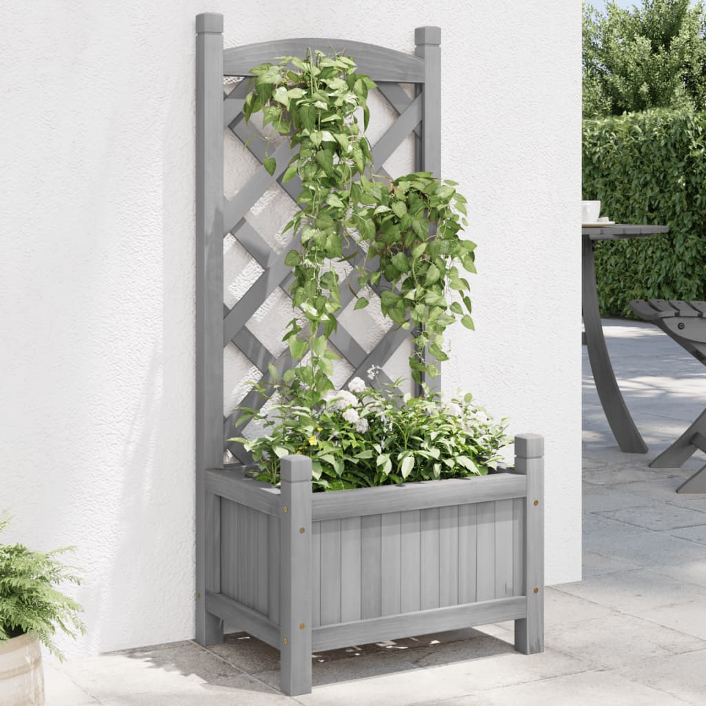Plannet Vidaxl con Latwerk Solid Vurenhout Gray