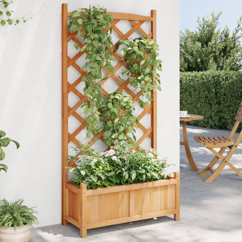 Plantador Vidaxl con Latwerk Solid Vurenhout Brown