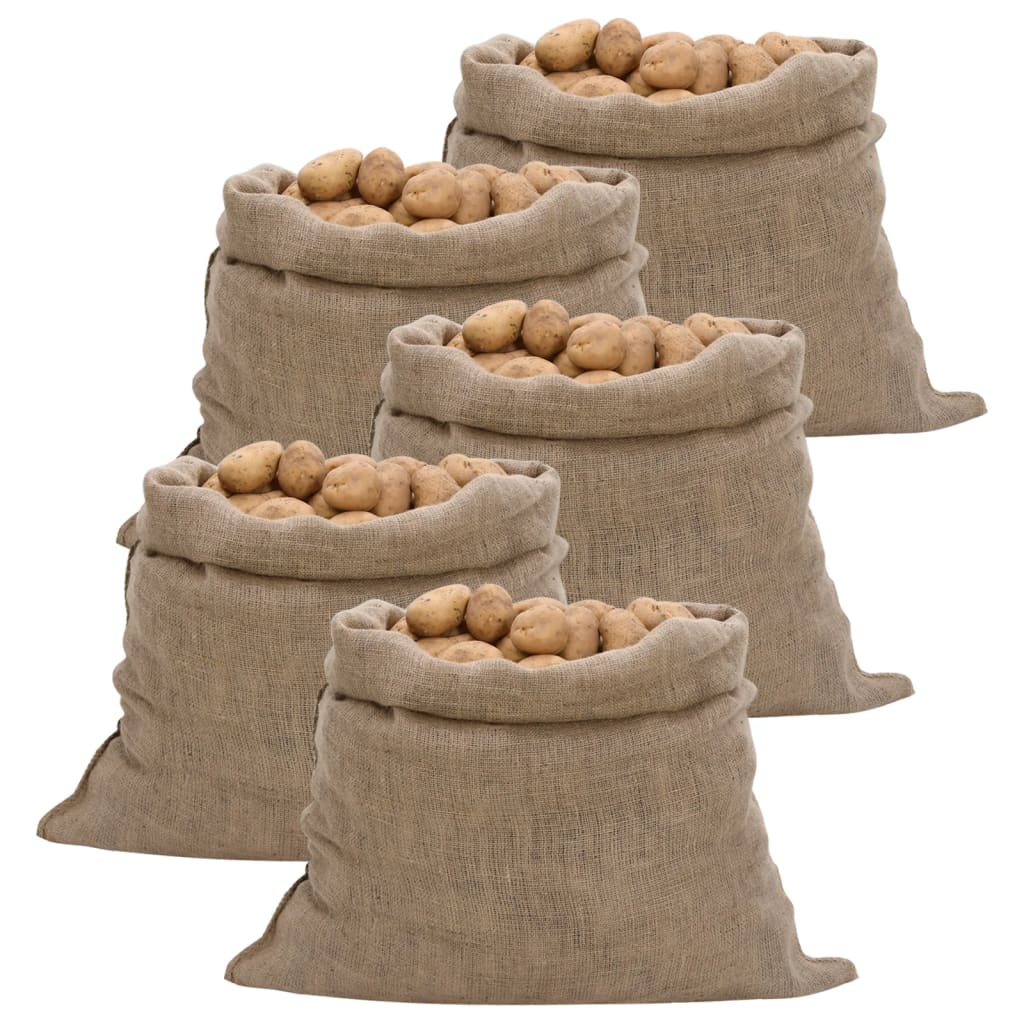 Sacchetti di jute vidaxl 5 pezzi 220 g m² 100x110 cm 100% iuta
