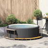 Espacio de almacenamiento reconvertido para jacuzzi VidaXL y escalón de madera polirratán gris