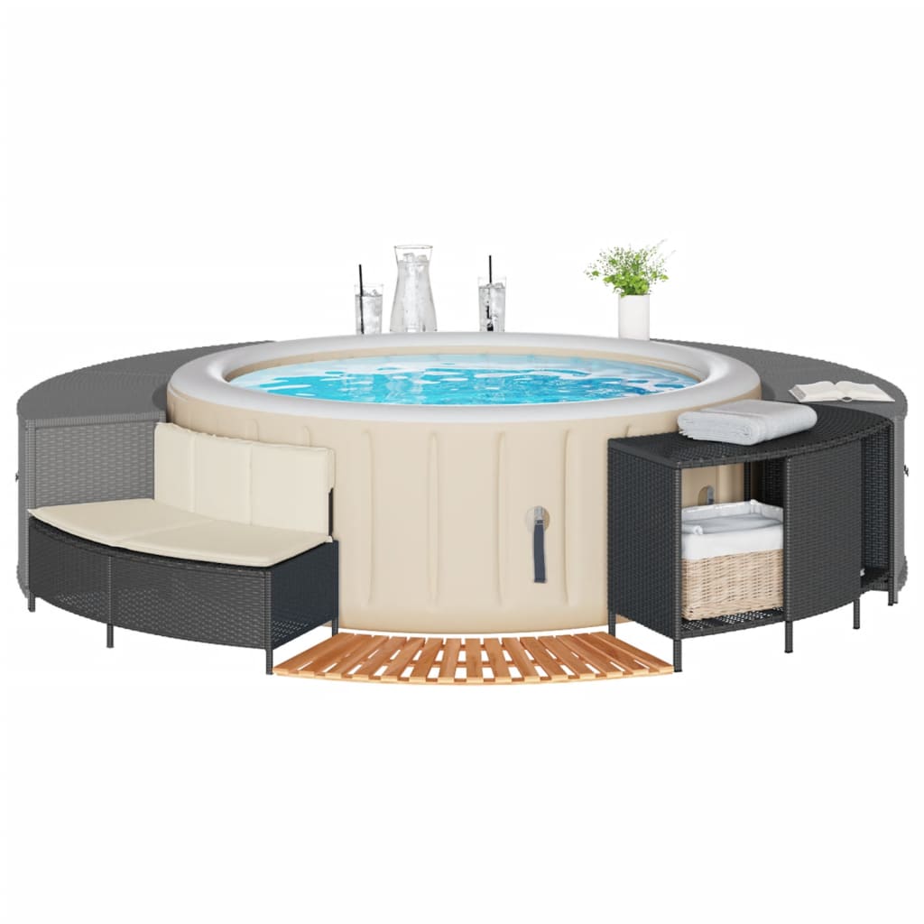 Marco para bañera de hidromasaje Vidaxx de ratán sintético y madera maciza de acacia negro