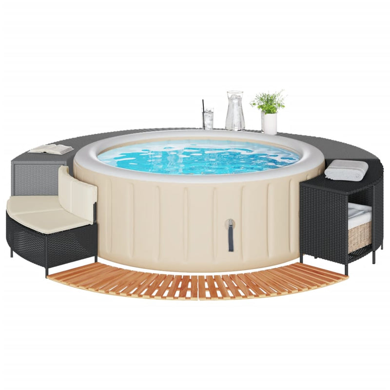 Vidaxl Hotub-bombouw Poly Rattan e Acaciahout Solid Black