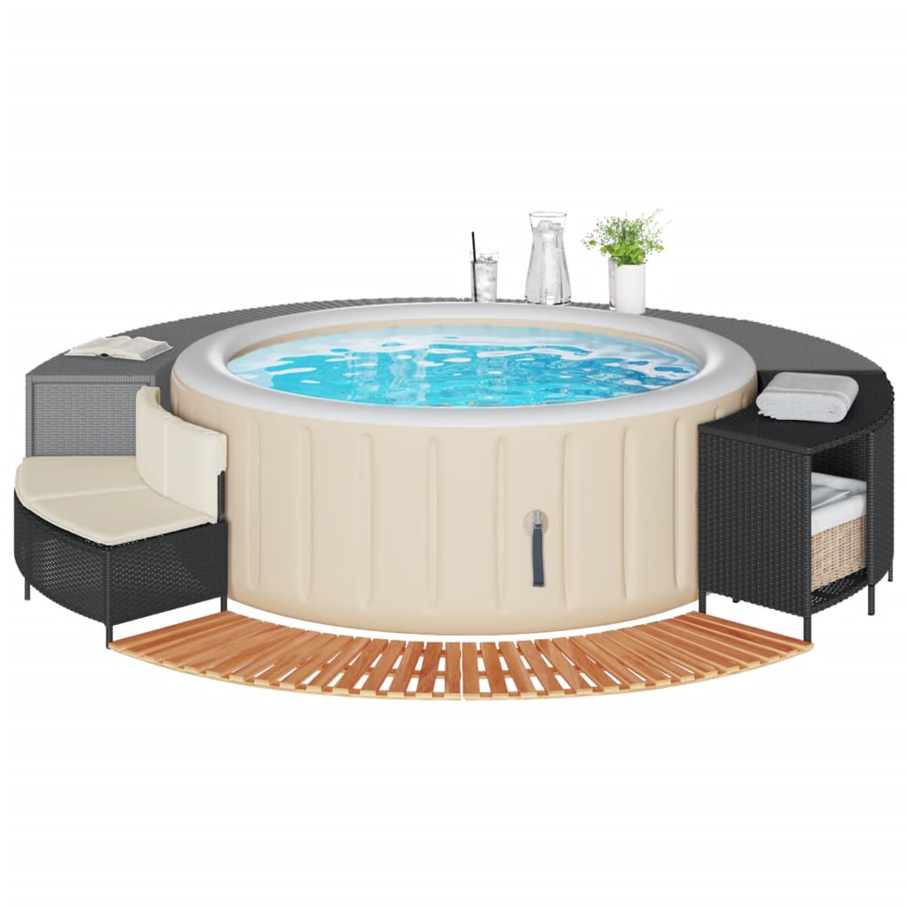 Vidaxl Hottub -mouw Poly Rattan y Solid Acaciahout Black