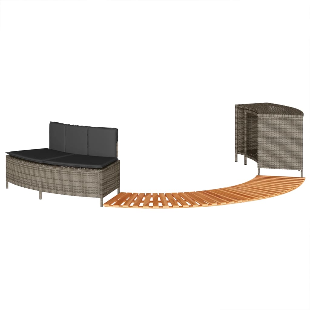 Vidaxl Hottub -mouw Poly Rattan Solid Acaciahout Gray