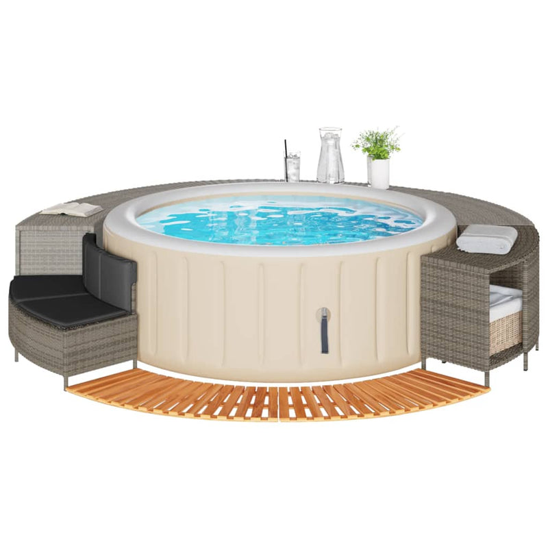 Vidaxl Hottub -mouw Poly Rattan Solid Acaciahout Gray