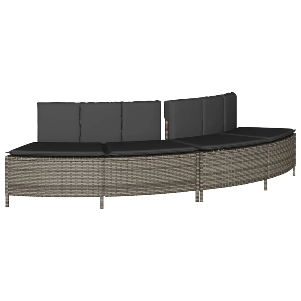 Bancos de Hottub de Vidaxl con almohadas 2 st Poly rattan gris