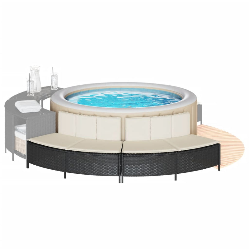 Vidaxl Hottub Benchs con almohadas 2 st Poly rattan negro