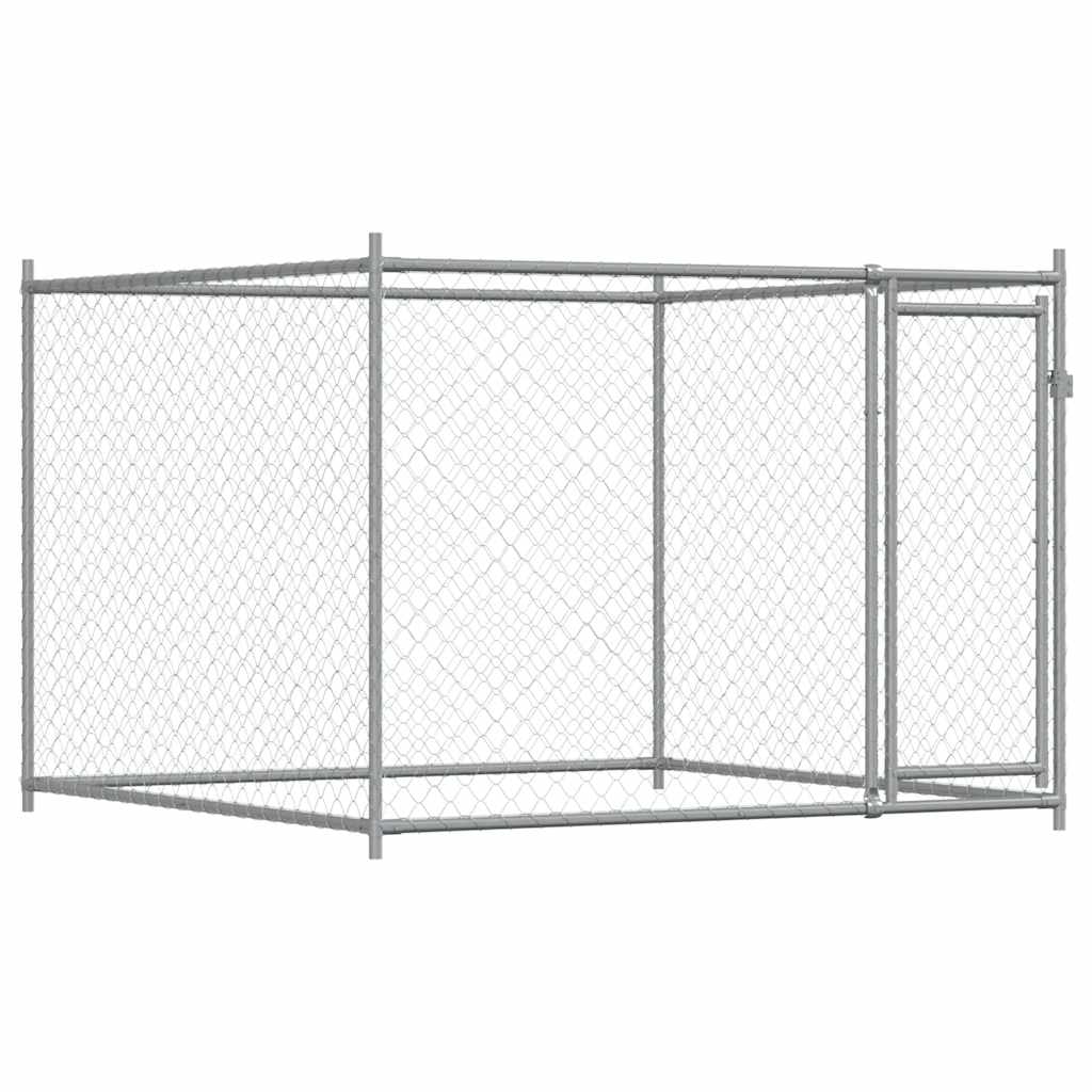 Vidaxl hondenhok met deur 2x2x1,5 m gegalvaniseerd staal grijs