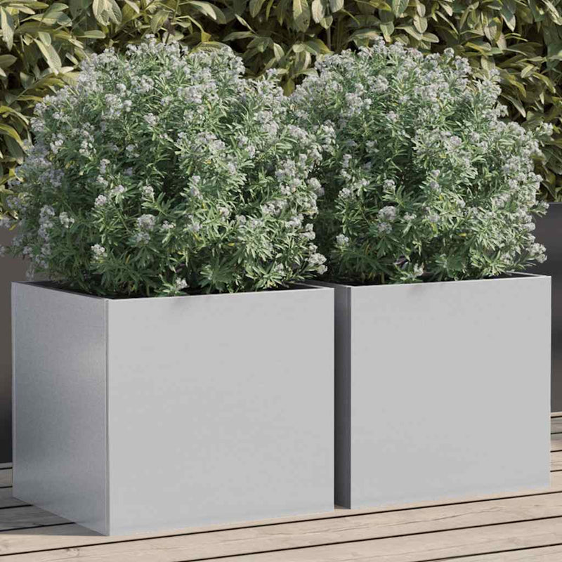 Plantadores Vidaxl 2 ST 32X30X29 CM Color de plata galvanizado