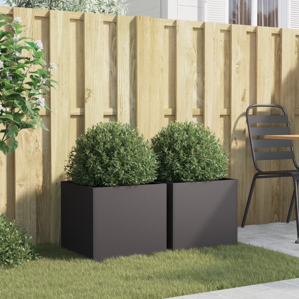 Vidaxl fioriere 2 ST 42x40x39 cm in acciaio nero