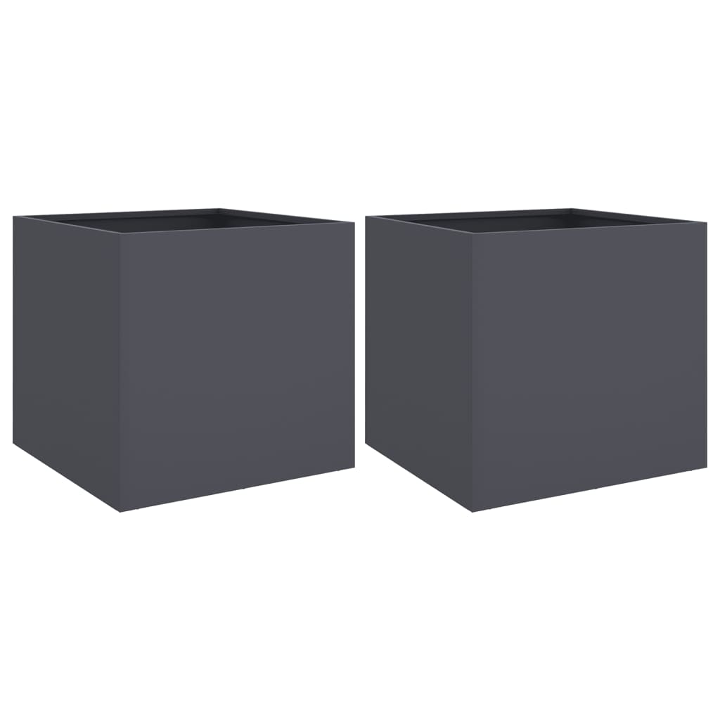 Plantadores Vidaxl 2 ST 42x40x39 CM de acero antracita