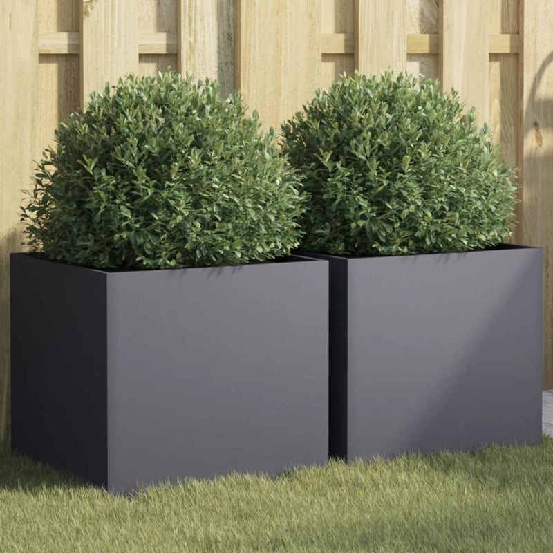 Plantadores Vidaxl 2 ST 42x40x39 CM de acero antracita