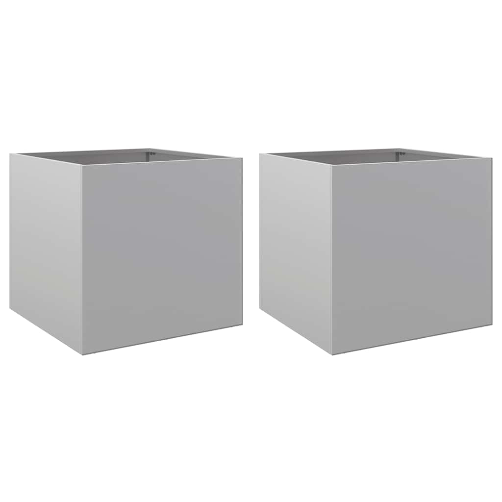 Plantadores Vidaxl 2 ST 42x40x39 CM Color de plata galvanizado