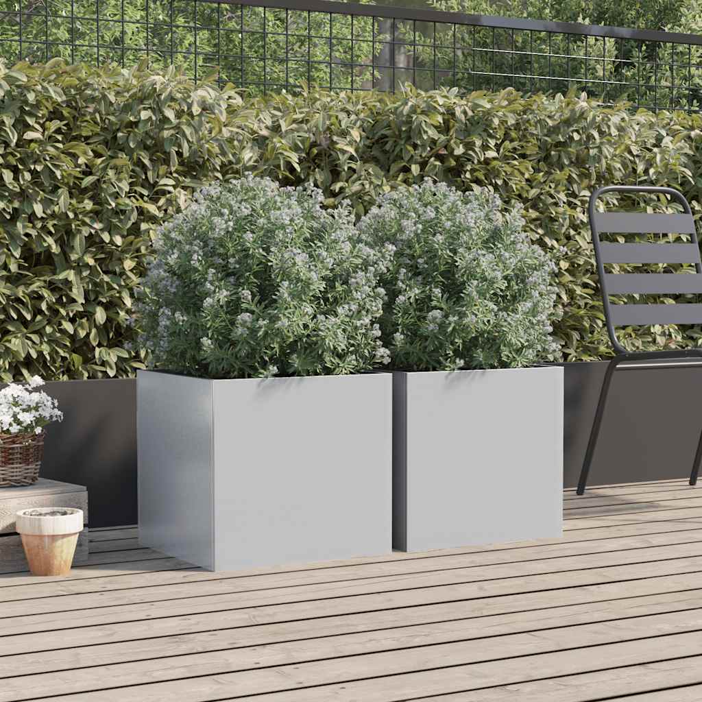 Plantadores Vidaxl 2 ST 42x40x39 CM Color de plata galvanizado