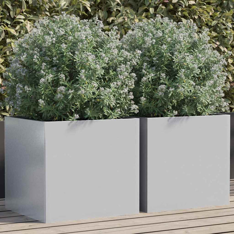 Plantadores Vidaxl 2 ST 42x40x39 CM Color de plata galvanizado