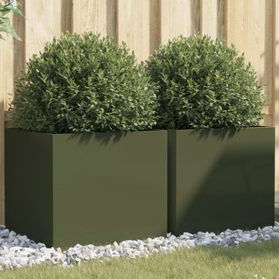Vidaxl Fioter 2 PC 49x47x46 cm in acciaio verde oliva