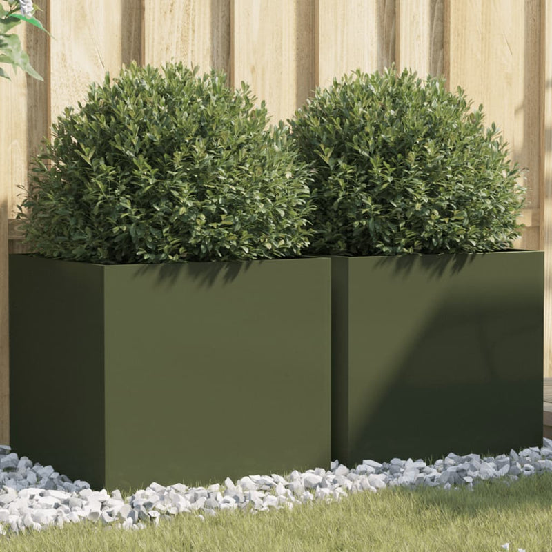 Plantadores Vidaxl 2 PCS 49x47x46 CM de acero verde de acero verde