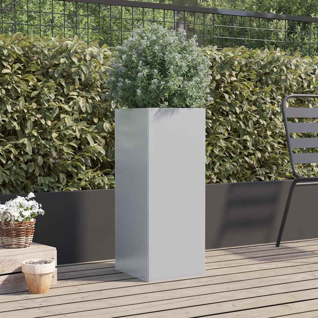 Plantador Vidaxl 32x29x75 cm de acero galvanizado de color plateado