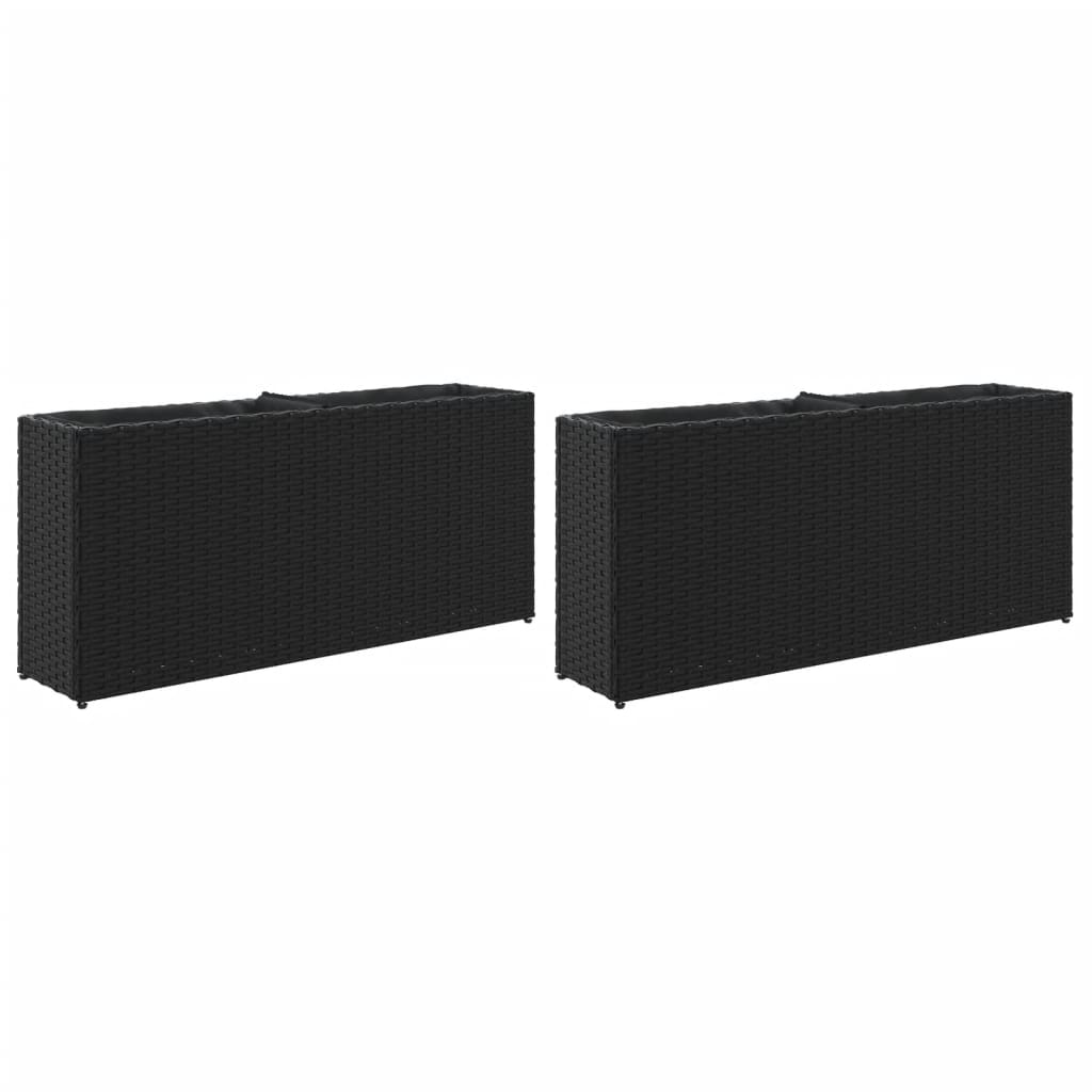 Fioriere Vidaxx con 2 vasi 2 pz 90x20x40 cm polyrattan nero