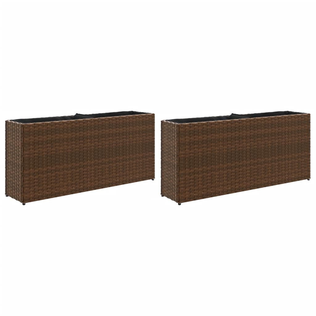 Fioriere Vidaxx con 2 vasi 2 pz 90x20x40 cm polyrattan marrone