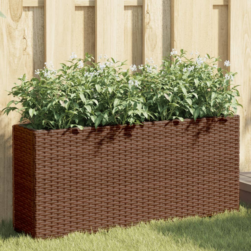 Fioriere Vidaxx con 2 vasi 2 pz 90x20x40 cm polyrattan marrone