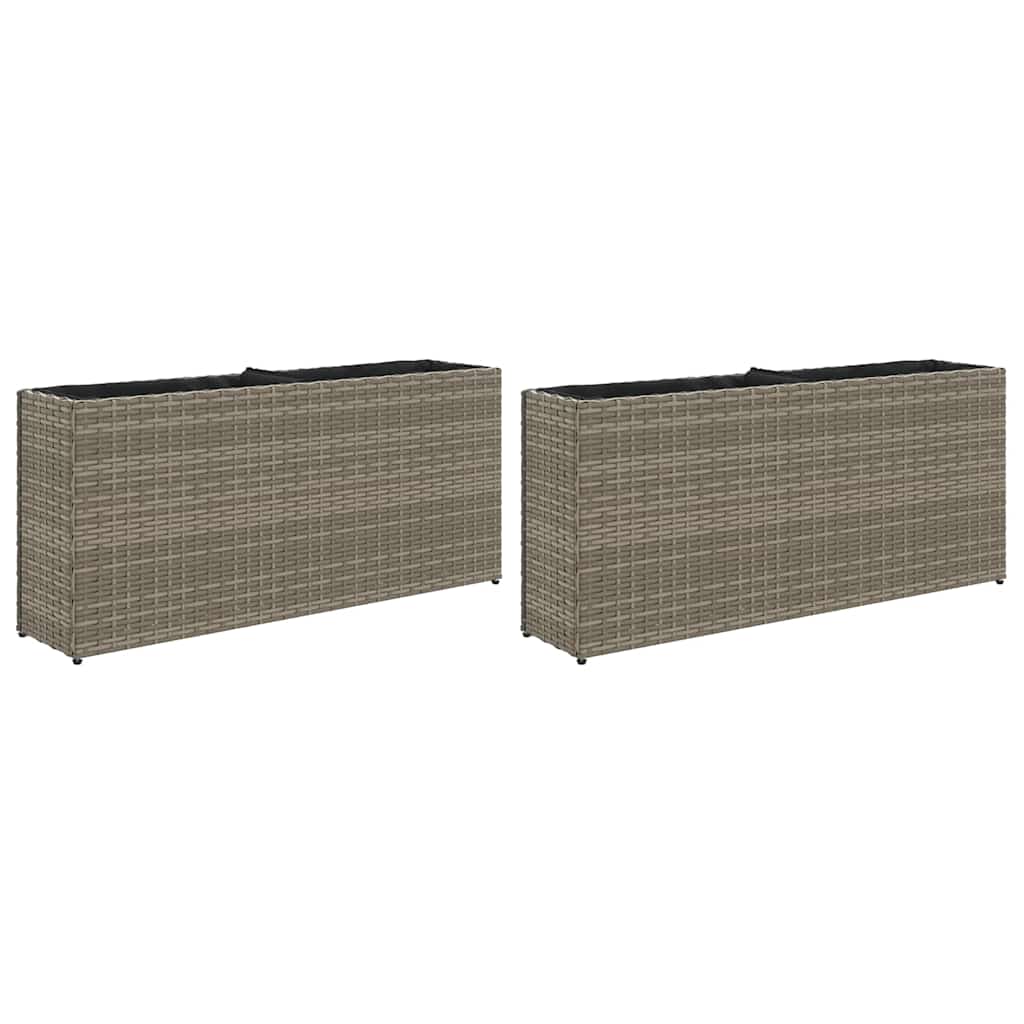 Fioriere Vidaxx con 2 vasi 2 pz 90x20x40 cm polyrattan grigio