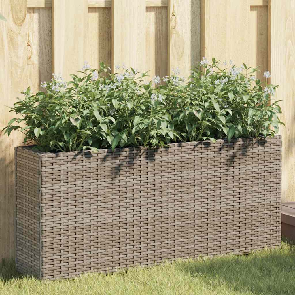 Fioriere Vidaxx con 2 vasi 2 pz 90x20x40 cm polyrattan grigio